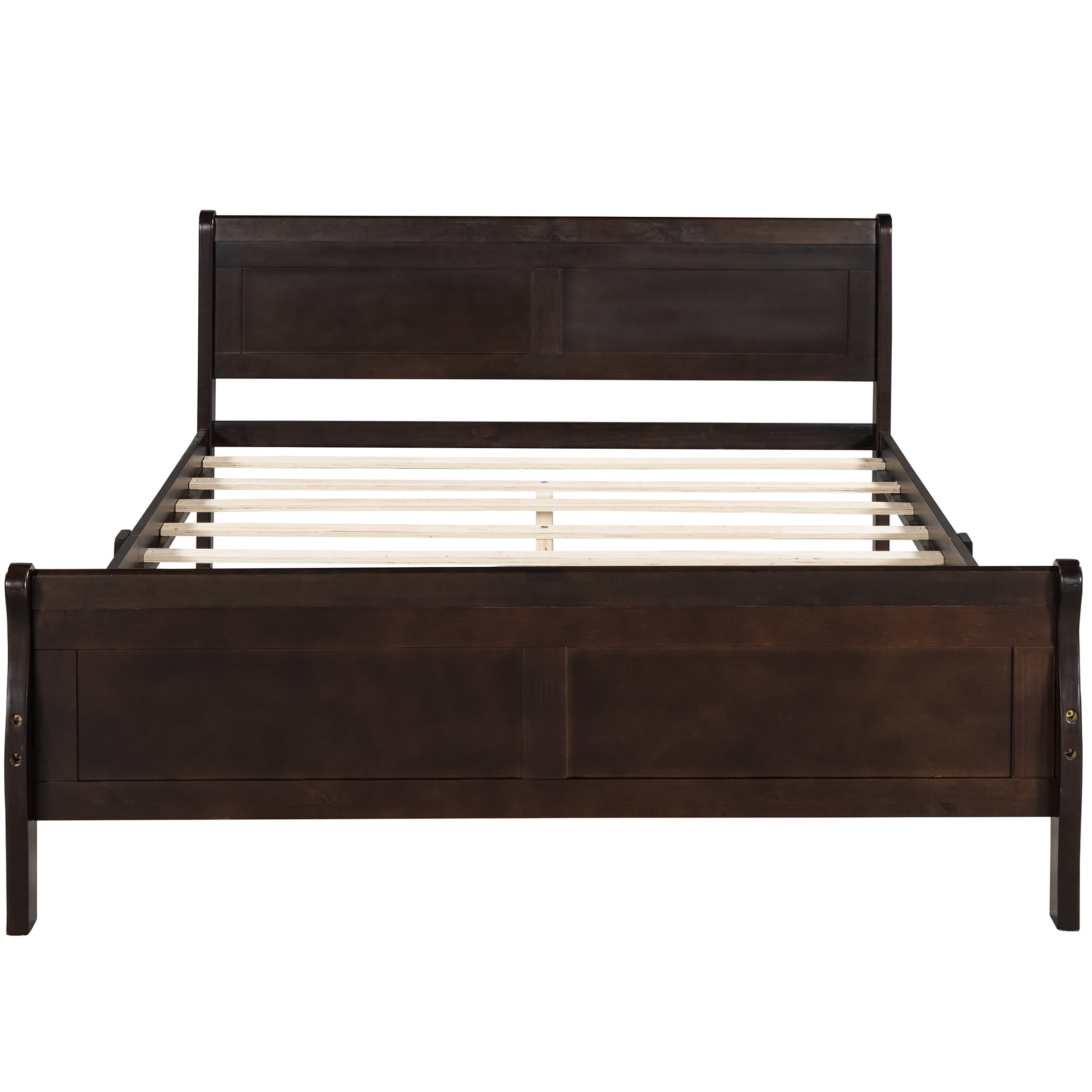 Mintazer Full Size Platform Bed Frame with Classic Panel Headboard & Footboard for Bedroom, No Box Spring Needed, Espresso
