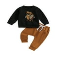thumbnail image 1 of Baby Boys Pants Set  Long Sleeve Crew Neck Letters Pie Print Sweatshirt with Elastic Waist Sweatpants Infant Clothes, 1 of 7