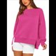 thumbnail image 1 of Sudadera Informal de Cuello Redondo para Mujer, -Otoño 2025, Larga, Abertura Lateral, Sudadera para Hacer Ejercicio. Rosa Roja XL, 1 of 10