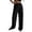 *Black, variant on Women Solid Color Ribbed High-Waist Wide-Leg Pants with Drawstring, Casual Jogger Pants Sport Trousers Purple,Womens Plus S