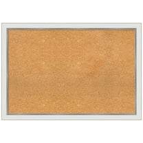 Amanti Art Natural Cork Board Framed Eva White Silver Narrow Bulletin Board 39 in. x 27 in.