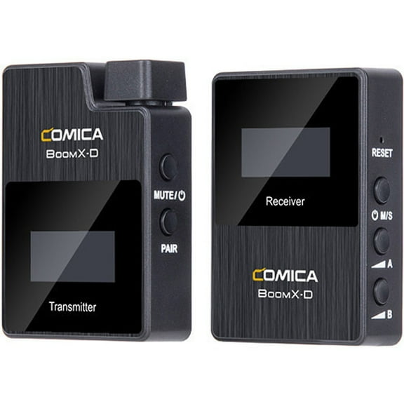 Comica BoomX-D Compact 2.4 GHz Dual Wireless Microphone System with Transmitter & Receiver for Android Smartphones