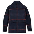 thumbnail image 6 of Men's Mid Length Sweater Coat Long Sleeve Lapel Plaid Knit Button Down Vintage Inspired Western Cardigan Outerwear Navy 2XL, 6 of 6