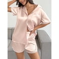 thumbnail image 4 of Ekouaer Women's Satin Pajamas Set 6 piece Silky Sleepwear Buttton Down Short Sleeves Top and Shorts Pj Set, 4 of 6
