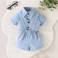 thumbnail image 2 of TAIAOJING Baby Clothes for Girls Boys Gentleman Outfits Suits Solid Color Button Up Shirts Tops And Suspender Pants Vests Summer Clothes Set 2-3 Years, 2 of 8
