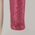 thumbnail image 5 of Lingerie for Women's Sequins Solid Round Slim Midriff Long Sleeved Top for Hot Pink XL, 5 of 7