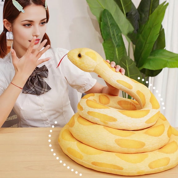 43-Inch Realistic Stuffed Snake Toy, Lifelike Fake Snake Plush for Klds & Adults, Super Long Stretchy Fabric Snake for Jungle Themed Party, Sofa Pillow & Decoration