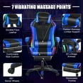 thumbnail image 4 of Gaming Chair with Bluetooth Speakers & LED Lights - Massage Lumbar, Retractable Footrest, Adjustable 90-135° Backrest & Metal Base, 4 of 9