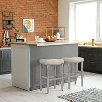 WestinTrends 29 inch Bar Stool for counter, Kitchen, Dining, with Solidwood Leg (Set of 2), Beige