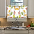 thumbnail image 2 of Yayeee Kitchen Curtains Tier Pair Light Filtering 27"x24" Rod Pocket Short Cafe Window Panel, Pink Colorful Leaves, 2 of 7