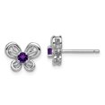 thumbnail image 1 of 925 Sterling Silver Amethyst Stud Earrings Birthstone February Arrow Bow, 1 of 6