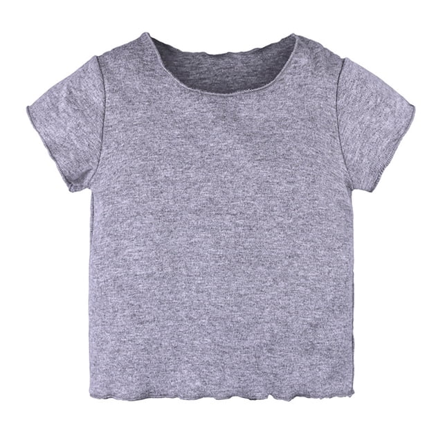 Gibobby Playera Moda Camisetas de cuello redondo de manga corta para niños pequeños, bebés, niñas, camisetas, ropa para niños(Gris, 2-3 Años)