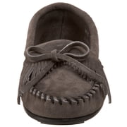 Minnetonka Womens Kilty Suede Hardsole Moccasin, Grey, 5.5 M US