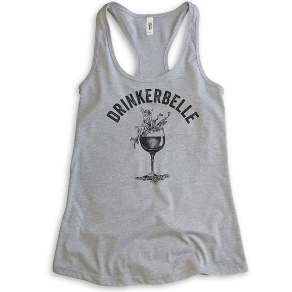 Drinkerbelle Tank Top, Ladies Racerback Tank Top, Fairy Tank, Drinking Tank, Wine Tank, Cocktail Tank, Heather Gray, XX-Large