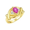thumbnail image 3 of RYLOS Rings for Women 14K Yellow Gold Ring XOXO Hugs & Kisses 7X5MM Gemstone & Diamond Ring July Star Ruby Jewelry Size 5, 3 of 7