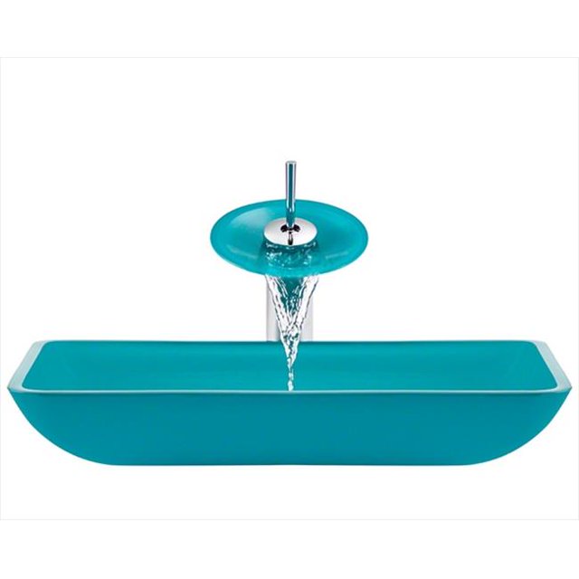 Polaris 640-TQ-WF-C Turquoise Robinet de Chute d'Eau de Salle de Bains Chromé