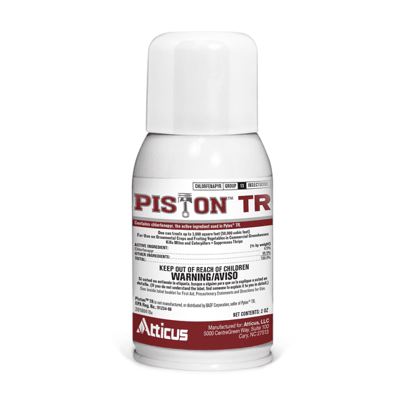 Piston TR Greenhouse Fogger (2oz Can) - Total Release Chlorfenapyr Insecticide/Miticide - Controls Mites, Thrips, Caterpillars, and Adult Fungus Gnats (1 Pack) by Atticus