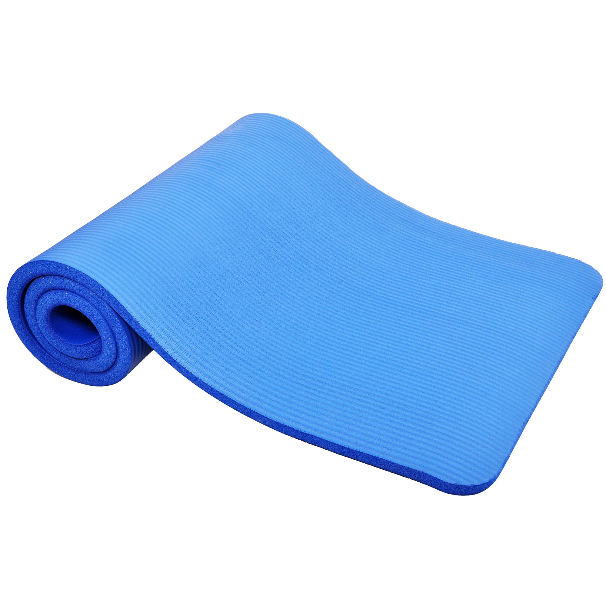 Signature Fitness 1" Extra Thick Exercise Yoga Mat with Carry Strap, Blue