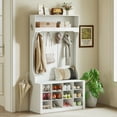 thumbnail image 2 of HOMCOM Hall Tree with Bench and Shoe Storage Cubbies for Entryway, White, 2 of 10