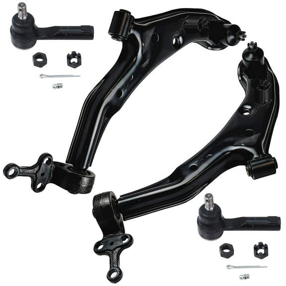 Detroit Axle - Front 4pc Suspension Kit for 2001-2006 Nissan Sentra, 2 Lower Control Arms & Ball Joints 2 Tie Rod Ends 2001 2002 2003 2004 2005 2006 Replacement