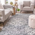 thumbnail image 2 of Cosette Modern Polypropylene Floral Medallion Indoor High Traffic Area Rug - 5' x 8', Slate, 2 of 5