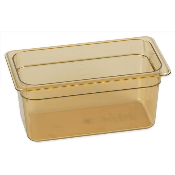 Carlisle 3086213 StorPlus 12.75 in. x 12.75 in. x 6 in. 5.7-Quart High Heat Plastic Food Pan - Amber
