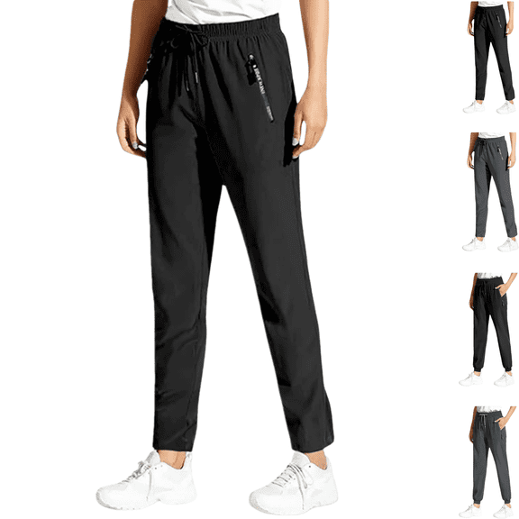 Mens Stretch Active Pants Stylish Casual Drawstring Pants Summer Lightweight Comfy Travel Hiking Work Pants with Zipper Pockets Black 2XL