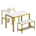 thumbnail image 1 of SogesPower 4 Pieces Contemporary Wood, Iron Dining Table Set Gold/White, 1 of 8