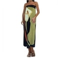 thumbnail image 3 of Dazajoo Women Strapless Maxi Dress Boho Floral Print Flowy Long Tube Dress Off Shoulder Loose Beach Long Dresses,Green,M, 3 of 7