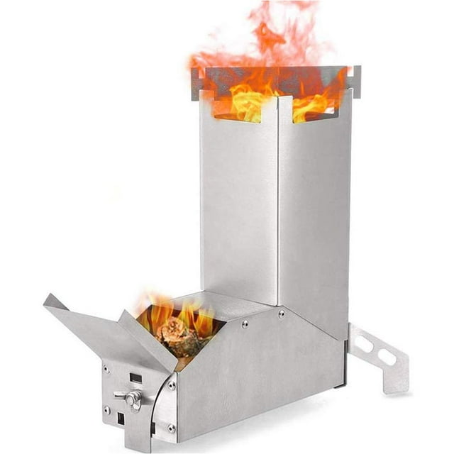 Youkk Réchaud de Camping en Acier Inoxydable Portable Réchauds à Bois Pliants pour Pique-Nique Barbecue Camping Randonnée