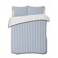 thumbnail image 2 of Quilts Twin Size, Blue Striped Soft Comforter Bedding Set for Bed, Modern Simple Farmhouse Beige Vintage Lightweight Quilted Bedspread with Pillow Cover(2 Pieces) for All Season, 68x86 Inch, 2 of 6