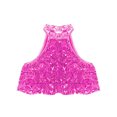 thumbnail image 3 of Moggemol Kids Girls Sequins Halter Sleeveless Hip Hop Jazz Latin Samba Ballet Dance Crop Tops Carnival Party Dancewear A Hot Pink 12, 3 of 6