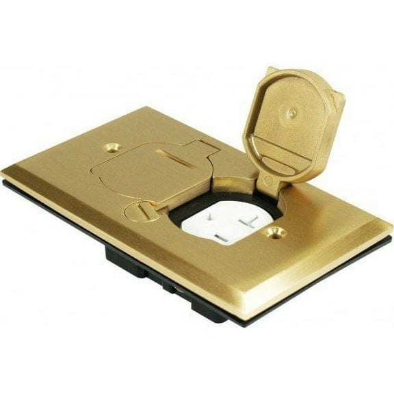 Orbit Industries FLB-D-C-BR Floor Box FLIP Cover ONLY, W/Duplex Recep(T.R.), Brass