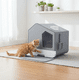 thumbnail image 3 of Arenero para gato cerrado en forma casa tamaño mediana de fácil limpieza color gris con pala Ajolopet, 3 of 13