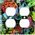 thumbnail image 3 of Metal Light Switch Plate Cover Red Lotus Pod Plant Leaves Green FLW023, 3 of 36
