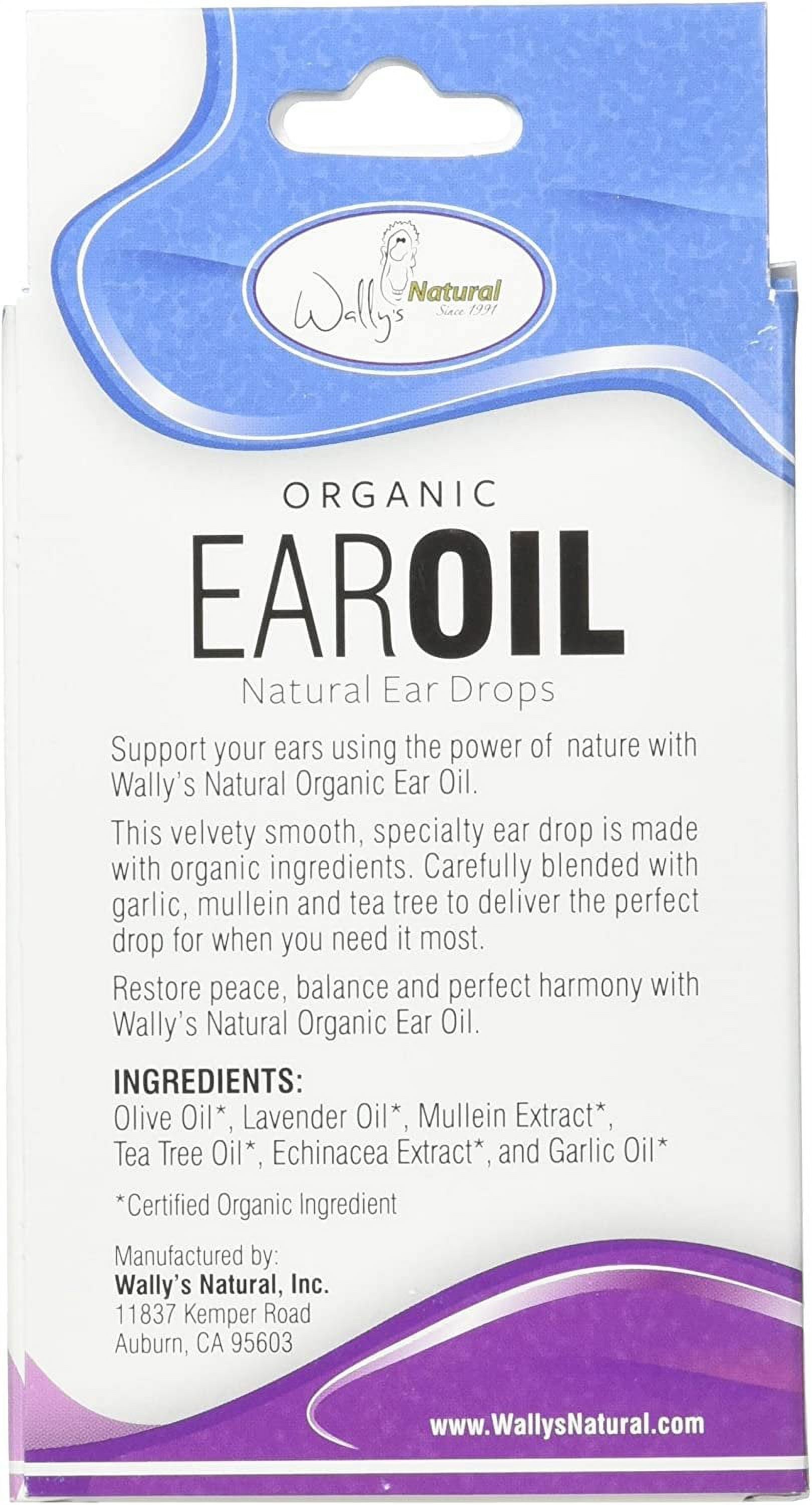 Wally's Natural Organic Ear Oil Drops Support Healthy Ears, 0.5oz, 4-Pack