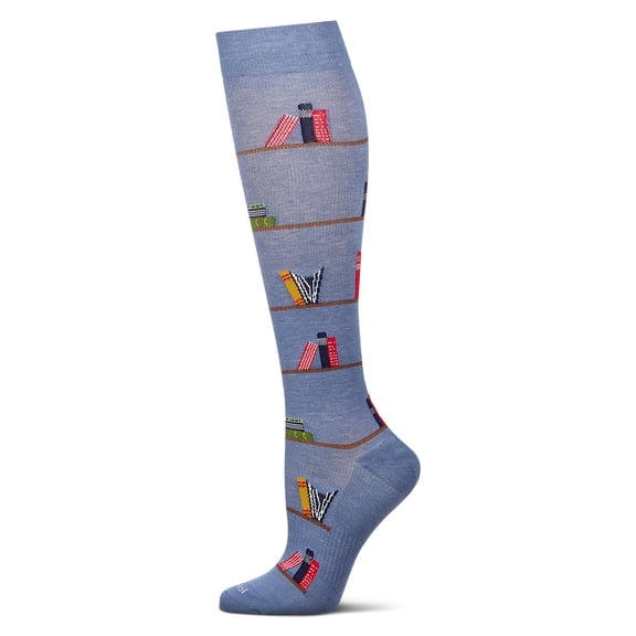 MeMoi Women's Bookshelf Bamboo Compression Socks, 9-11, Denim