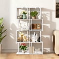 thumbnail image 4 of 5-Tier S-Shaped Geometric Bookshelf with LED Light, 3 Color Temperatures,Modern Open Shelving, Touch & Remote Control, Wooden S-Shape Storage Display Unit for Home Office,White, 4 of 11
