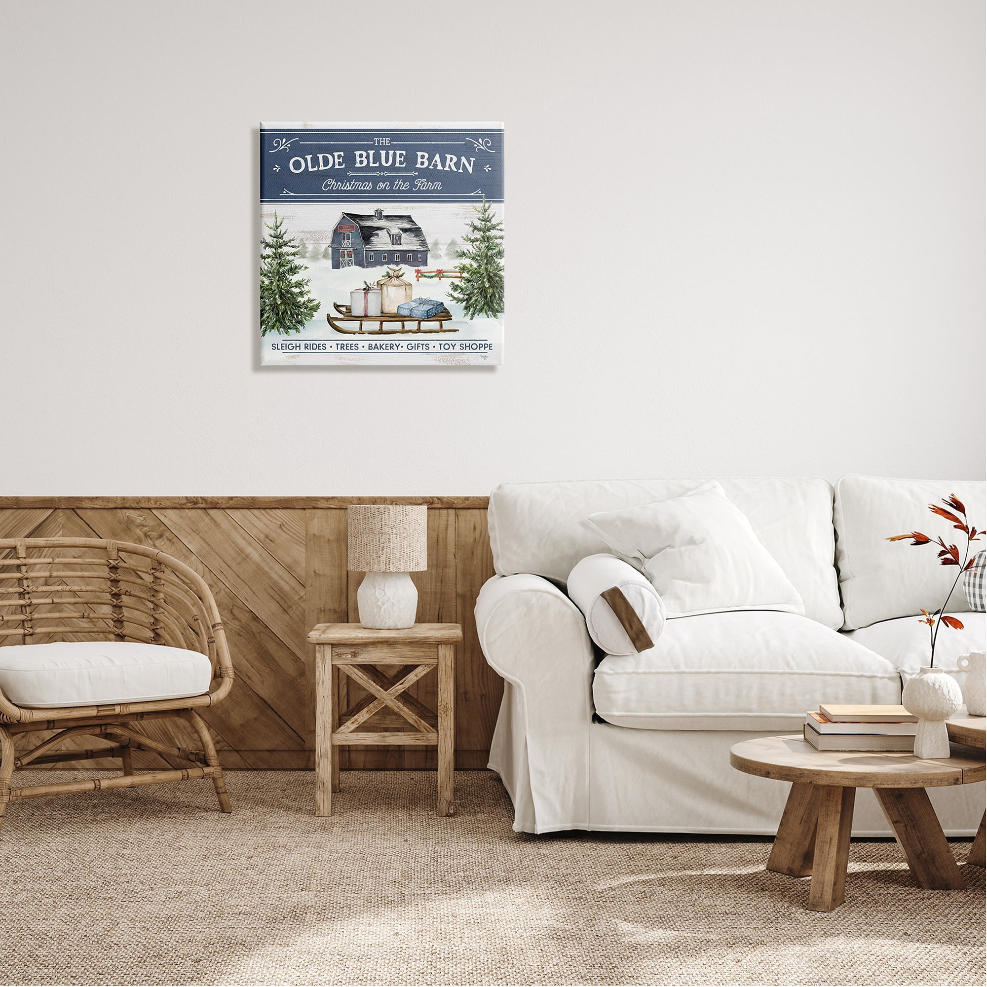 Stupell Industries Christmas on Farm Phrase Holiday Painting Gallery Wrapped Canvas Print Wall Art, 24 x 24