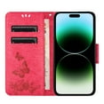 thumbnail image 4 of TECH CIRCLE Case for iPhone 15 Pro (2023) - [Embossed Butterfly Pattern] Protective PU Leather Wallet Case with [Card Holder /Wrist Strap] Fold Stand Folio Cute Cover Shell, Rose, 4 of 6
