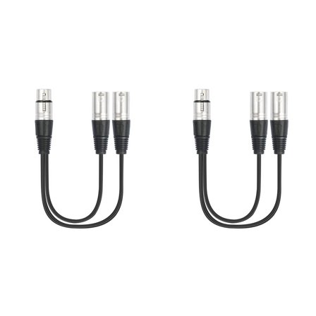 2pcs 30Cm 3 Pin XLR Female to Double Male Y Splitter Cable,Microphone Splitter Cord Audio Adaptor