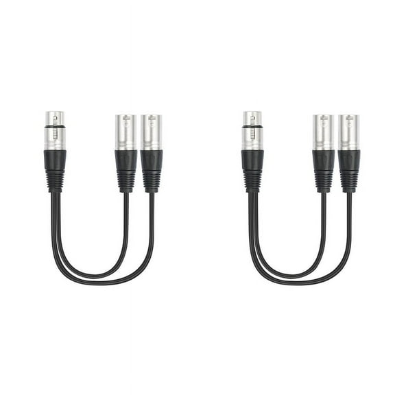 2pcs 30Cm 3 Pin XLR Female to Double Male Y Splitter Cable,Microphone Splitter Cord Audio Adaptor