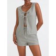 thumbnail image 4 of Michellecmm  Women Plaid Set, Sleeveless Tie-up Tank Top with Elastic Waist Shorts, 4 of 9