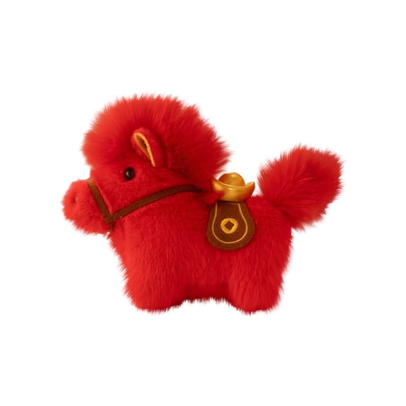 Plyzle Red 12cm Plush Toy Horse, Soft Stuffed Animal for Kids, Baby Gift, Christmas Decor, Cute Red Horse Doll, Pet Dog Toy