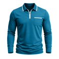 thumbnail image 7 of Men's Polo Shirts Zip Long Sleeve Classic T-Shirts Casual Golf Shirts Stylish Collared Tee, 3XL, 7 of 7