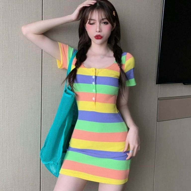 Tight rainbow dress sale