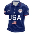thumbnail image 3 of XINPING Mens 250 Anniversary USA Shirt Menâs USA Graphic Patriotic Polo Shirt, American Flag and Star Print Collared Shirt, 250th Anniversary Independence Day Short Sleeve Casual Top with Red, 3 of 4