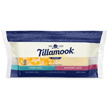 Tillamook Sliced Colby Jack & Monterey Jack Cheese, 32 oz, 42 Count