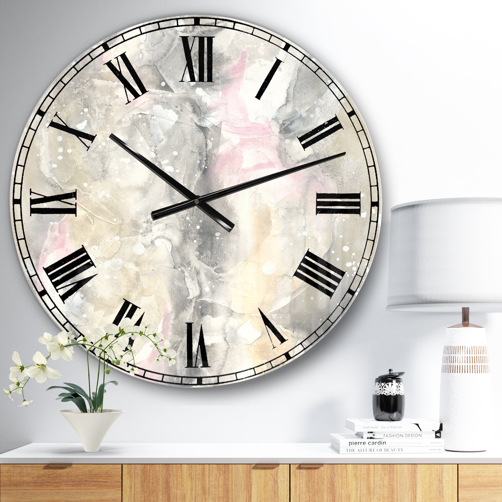 Designart 'Watercolor Snowflakes II' Farmhouse wall clock