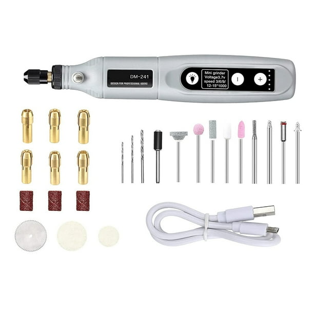 Mini Electric Grinder Set Cordless Rotary Tool 5 Variable Speeds Wood